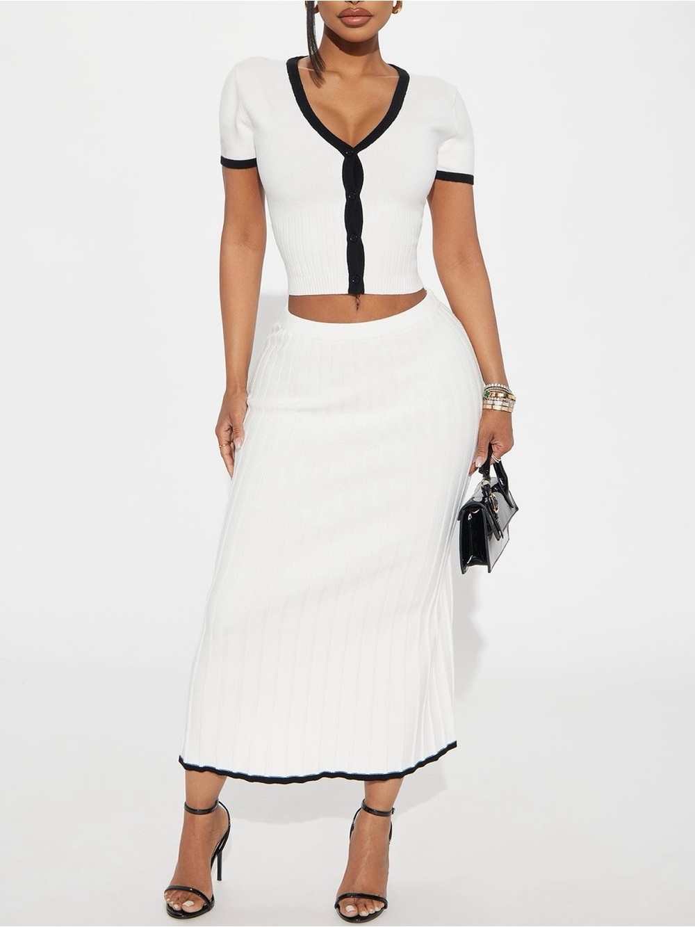Fashion Nova Soft Knit Striped Two-Piece Skirt Set – Size XS - Picture 2 of 12